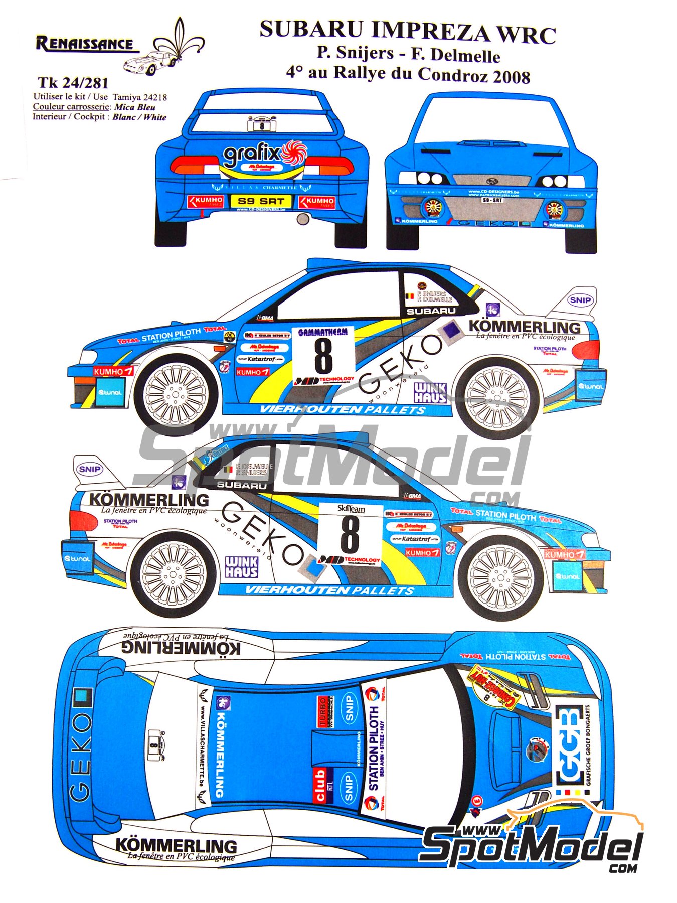 Subaru Impreza WRC BMA Team sponsored by Geko Grafix - Condroz Rally -  Rallye du Condroz 2008. Marking / livery in 1/24 scale manufactured by  Renaissa